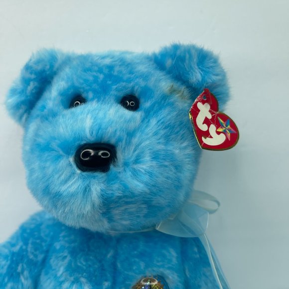 Vintage Ty Beanie Baby Rare 15" - Classy 2001 The People's Beanie Blue Bear - Picture 2 of 8